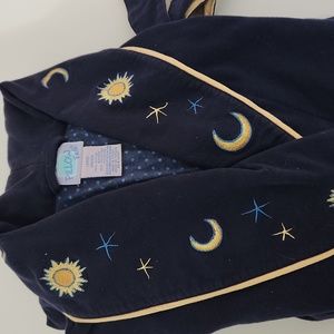 Pillow Talk, Robe, navy blue , embroidered accents (sun, moon and stars).
